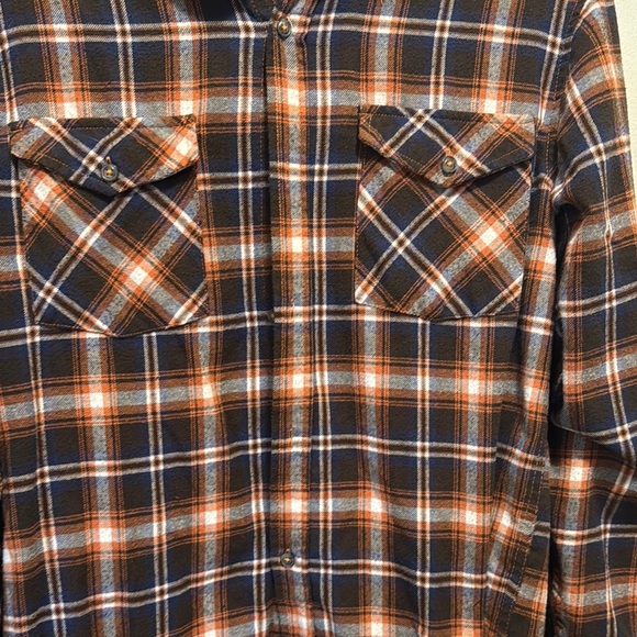 Men's Navy/ Orange Plaid Shirt large - Picture 3 of 8